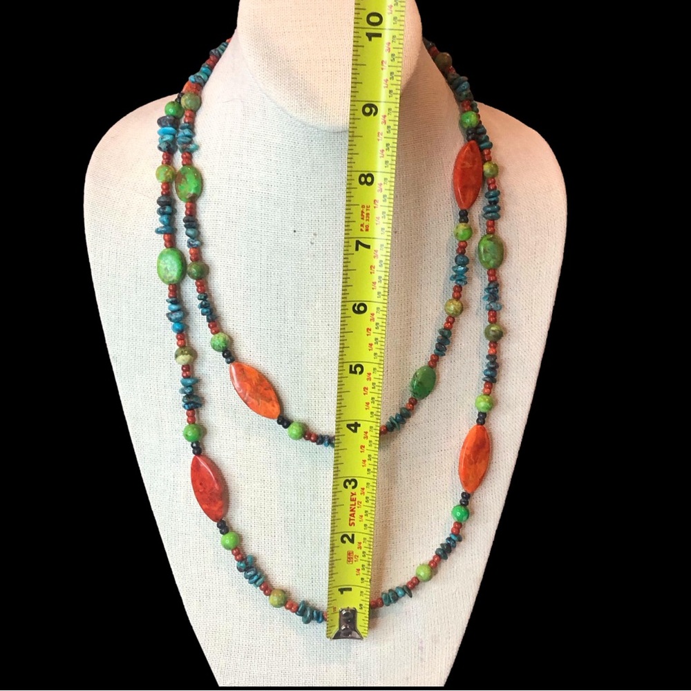 JAY KING DTR 48 inch Long Turquoise Spiny Oyster Sterling Silver Necklace - Picture 13 of 17